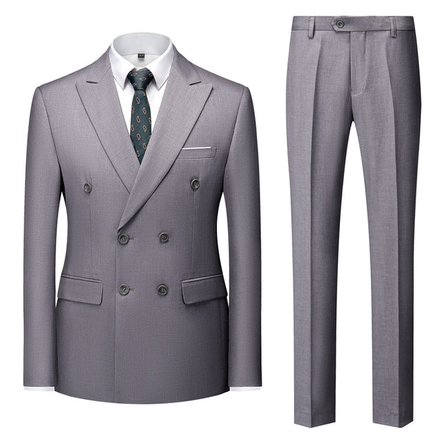 Casual Men's Suit Slim Fit Double Breasted 2 PieceBusiness Tuxedos Business Occasions:  Everyday workwear. Business meetings. Social Gatherings:  Parties and events. Weddings. Special Events:  Graduation ceremonies. Award ceremonies. Casual Moments:  Weekend gatherings. Casual dates. Entertainment Events:  Stage performances. Concerts or theaters.