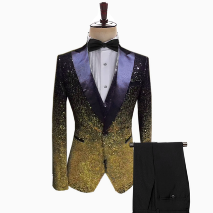 Men's Gradient Sequined Tuxedo Suit Peak lapel - Fashion mens' suit