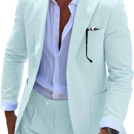 Men's Summer Striped Seersucker 2 Piece Suits
