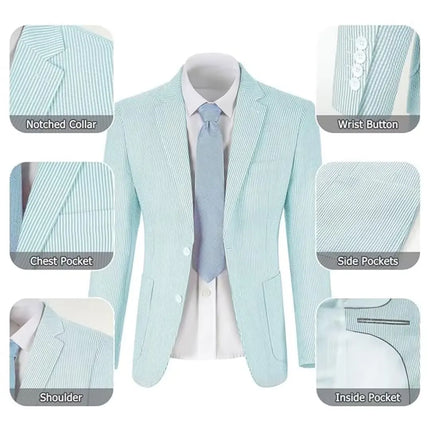 Men's Summer Striped Seersucker 2 Piece Suits