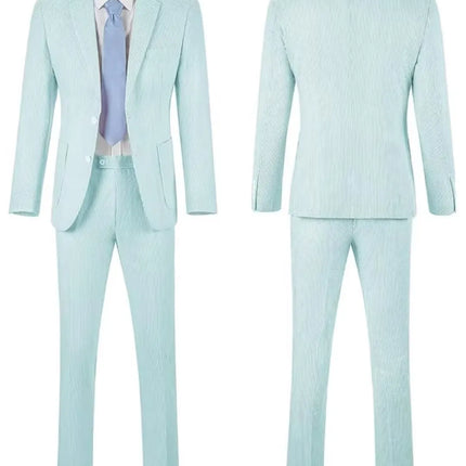 Men's Summer Striped Seersucker 2 Piece Suits