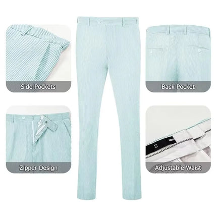 Men's Summer Striped Seersucker 2 Piece Suits