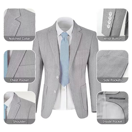 Men's Summer Striped Seersucker 2 Piece Suits