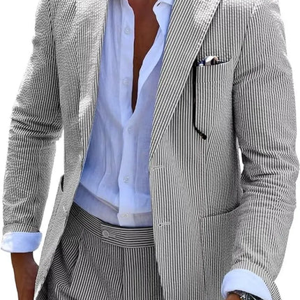 Men's Summer Striped Seersucker 2 Piece Suits