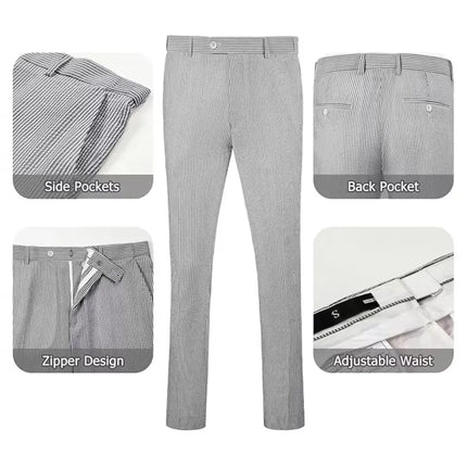 Men's Summer Striped Seersucker 2 Piece Suits