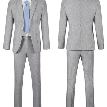 Men's Summer Striped Seersucker 2 Piece Suits