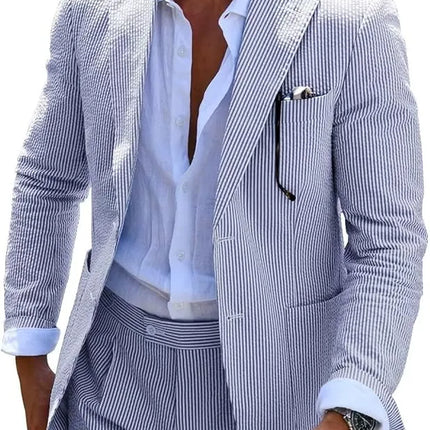 Men's Summer Striped Seersucker 2 Piece Suits