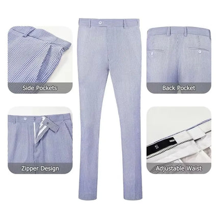 Men's Summer Striped Seersucker 2 Piece Suits