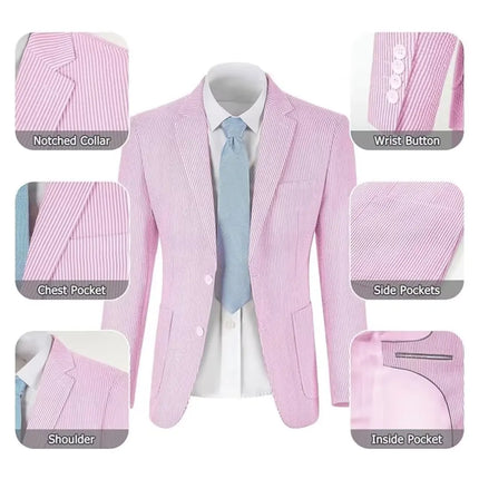 Men's Summer Striped Seersucker 2 Piece Suits