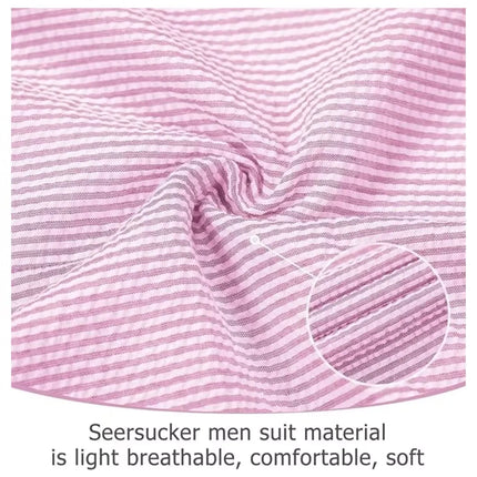 Men's Summer Striped Seersucker 2 Piece Suits