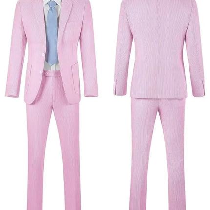 Men's Summer Striped Seersucker 2 Piece Suits