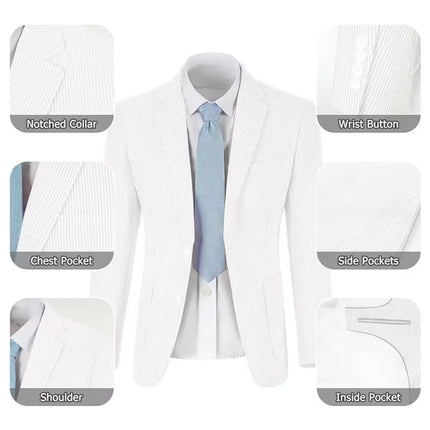 Men's Summer Striped Seersucker 2 Piece Suits