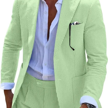 Men's Summer Striped Seersucker 2 Piece Suits