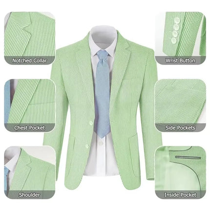 Men's Summer Striped Seersucker 2 Piece Suits