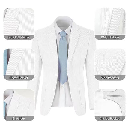 Men's Summer Striped Seersucker 2 Piece Suits