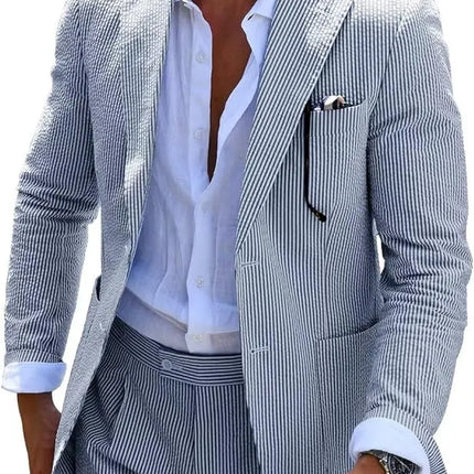 Men's Summer Striped Seersucker 2 Piece Suits