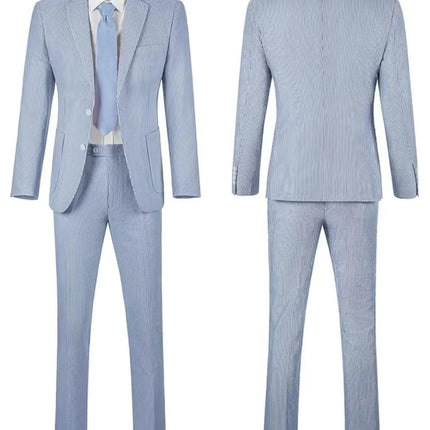 Men's Summer Striped Seersucker 2 Piece Suits