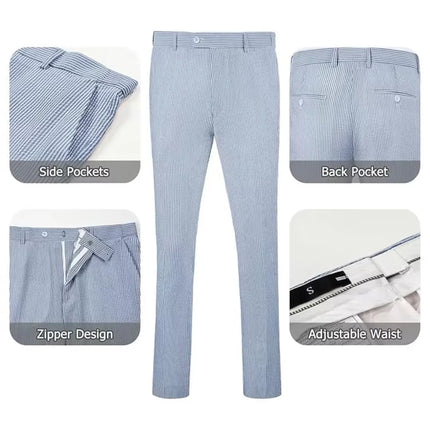 Men's Summer Striped Seersucker 2 Piece Suits