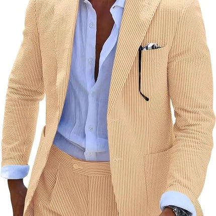Men's Summer Striped Seersucker 2 Piece Suits