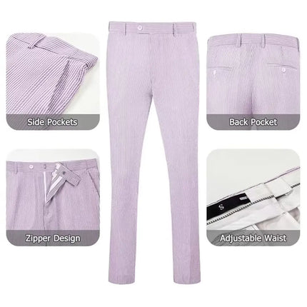 Men's Summer Striped Seersucker 2 Piece Suits