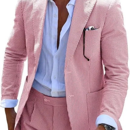 Men's Summer Striped Seersucker 2 Piece Suits