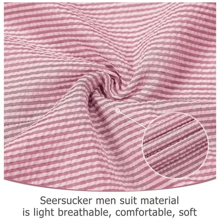 Men's Summer Striped Seersucker 2 Piece Suits