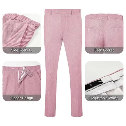 Men's Summer Striped Seersucker 2 Piece Suits