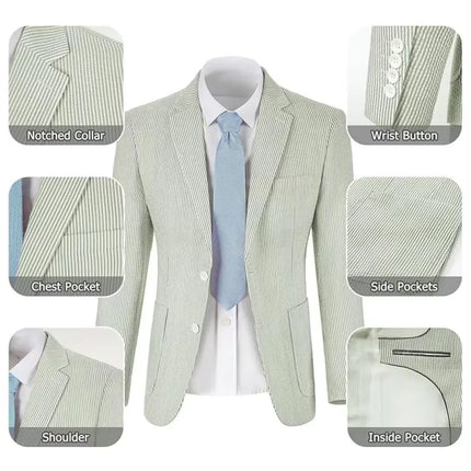 Men's Summer Striped Seersucker 2 Piece Suits