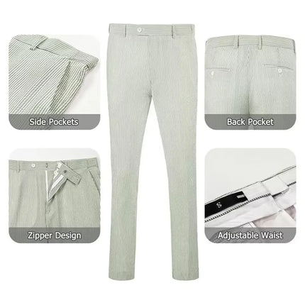 Men's Summer Striped Seersucker 2 Piece Suits