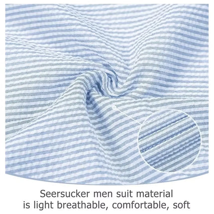 Men's Summer Striped Seersucker 2 Piece Suits