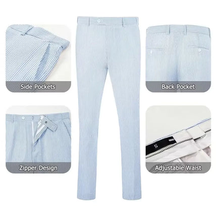 Men's Summer Striped Seersucker 2 Piece Suits