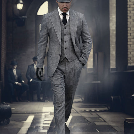 Thomas Shelby Peaky Blinders Vintage Gray Tweed Suit