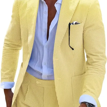 Men's Summer Striped Seersucker 2 Piece Suits