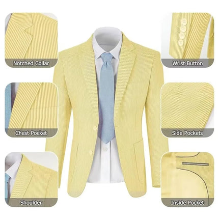 Men's Summer Striped Seersucker 2 Piece Suits