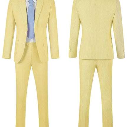 Men's Summer Striped Seersucker 2 Piece Suits