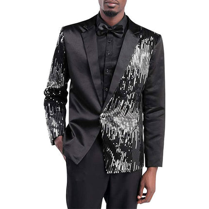 Men's Sequin Style Dinner Jacket Black 3 Color Sequin Jackets sweetearing Black46R Tuxedos, Formalwear, Wedding suits, Business suits, Slim-fit suits, Classic suits, Black-tie attire, Dinner jackets, Prom suits