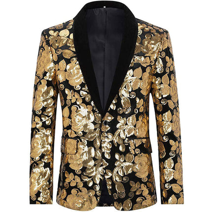 Men's Luxury Velvet Gold Embroidered Tuxedo 4 Color Tuxedo sweetearing GoldBlack4XL Tuxedos, Formalwear, Wedding suits, Business suits, Slim-fit suits, Classic suits, Black-tie attire, Dinner jackets, Prom suits