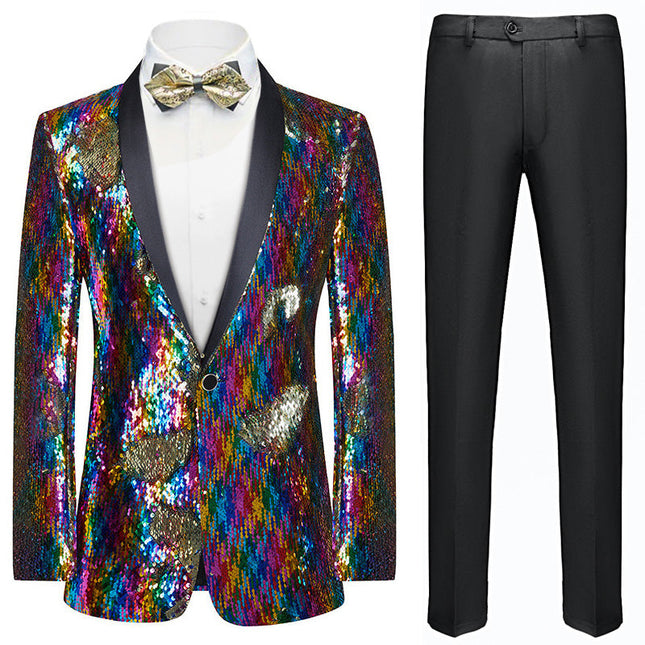 Men's Reversible Slim Fit Tuxedo Jacket Sequin Tuxedo Rainbow Tuxedo sweetearing RainbowXXXL Tuxedos, Formalwear, Wedding suits, Business suits, Slim-fit suits, Classic suits, Black-tie attire, Dinner jackets, Prom suits, Christmas Party, Christmas Graduation Prom, Christmas Prom Party,  Graduation Suit, Christmas, Christmas Wedding, Christmas Prom, Christmas Party, Christmas Stage, Christmas Dating