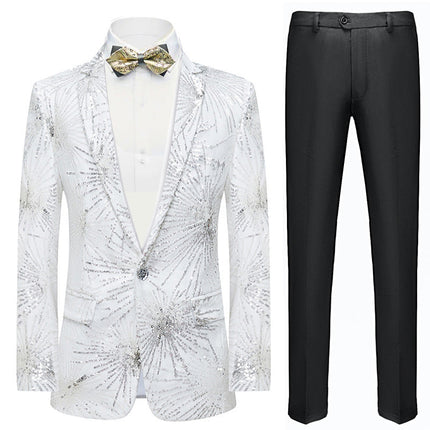 Men's Slim Fit Tuxedo Jacket Embroidery Sequin Jacket 2 Color Tuxedo sweetearing White48R Tuxedos, Formalwear, Wedding suits, Business suits, Slim-fit suits, Classic suits, Black-tie attire, Dinner jackets, Prom suits,white suit, white men's suit, white wedding suit, black suit, black men's suit, black wedding suit,