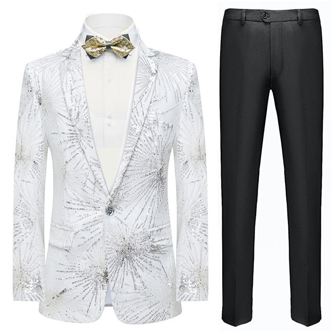 Men's Slim Fit Tuxedo Jacket Embroidery Sequin Jacket 2 Color Tuxedo sweetearing White48R Tuxedos, Formalwear, Wedding suits, Business suits, Slim-fit suits, Classic suits, Black-tie attire, Dinner jackets, Prom suits,white suit, white men's suit, white wedding suit, black suit, black men's suit, black wedding suit,