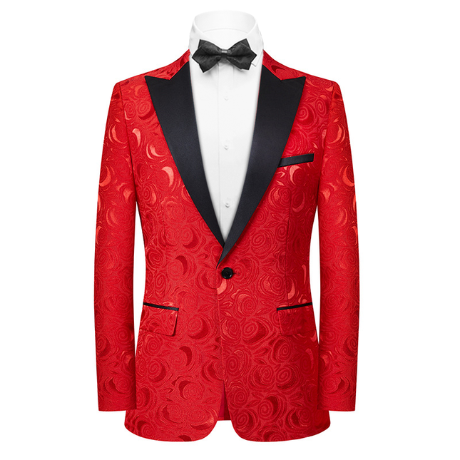 Men's Rose Embroidered Tuxedo Jacket 4 Color Tuxedo sweetearing Red48R Tuxedos, Formalwear, Wedding suits, Business suits, Slim-fit suits, Classic suits, Black-tie attire, Dinner jackets, Prom suits