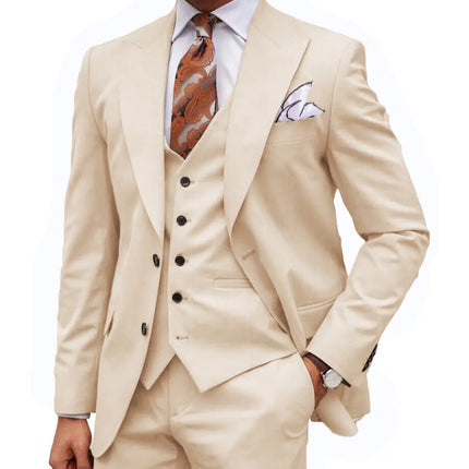 Formal Men's 3-Piece Regular Fit Peak Lapel Flat Men's Suit (Blazer+Vest+Pants) 3 pieces sweetearing  Tuxedos, Formalwear, Wedding suits, Business suits, Slim-fit suits, Classic suits, Black-tie attire, Dinner jackets, Prom suits