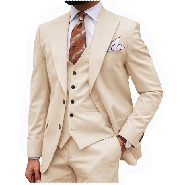Formal Men's 3-Piece Regular Fit Peak Lapel Flat Men's Suit (Blazer+Vest+Pants) 3 pieces sweetearing  Tuxedos, Formalwear, Wedding suits, Business suits, Slim-fit suits, Classic suits, Black-tie attire, Dinner jackets, Prom suits
