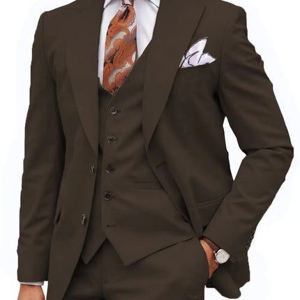 Formal Men's 3-Piece Regular Fit Peak Lapel Flat Men's Suit (Blazer+Vest+Pants) 3 pieces sweetearing 5XLCoffee Tuxedos, Formalwear, Wedding suits, Business suits, Slim-fit suits, Classic suits, Black-tie attire, Dinner jackets, Prom suits