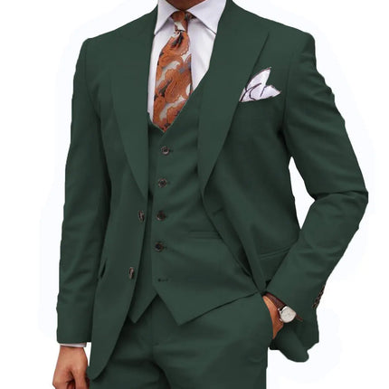 Formal Men's 3-Piece Regular Fit Peak Lapel Flat Men's Wedding Suit (Blazer + Vest + Pants) 3 pieces sweetearing  Tuxedos, Formalwear, Wedding suits, Business suits, Slim-fit suits, Classic suits, Black-tie attire, Dinner jackets, Prom suits