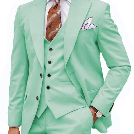 Formal Men's 3-Piece Regular Fit Peak Lapel Flat Men's Wedding Suit (Blazer + Vest + Pants) 3 pieces sweetearing 5XLMintGreen Tuxedos, Formalwear, Wedding suits, Business suits, Slim-fit suits, Classic suits, Black-tie attire, Dinner jackets, Prom suits
