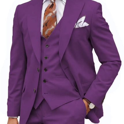 Formal Men's 3-Piece Regular Fit Peak Lapel Flat Men's Wedding Suit (Blazer + Vest + Pants) 3 pieces sweetearing 5XLPurple Tuxedos, Formalwear, Wedding suits, Business suits, Slim-fit suits, Classic suits, Black-tie attire, Dinner jackets, Prom suits