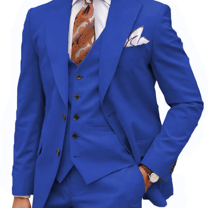 Formal Men's 3-Piece Regular Fit Peak Lapel Flat Men's Wedding Suit (Blazer + Vest + Pants) 3 pieces sweetearing 5XLRoyalBlue Tuxedos, Formalwear, Wedding suits, Business suits, Slim-fit suits, Classic suits, Black-tie attire, Dinner jackets, Prom suits