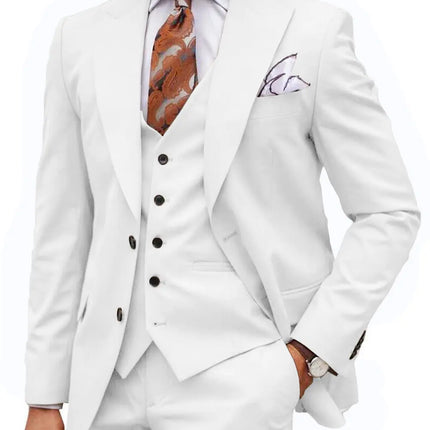 Formal Men's 3-Piece Regular Fit Peak Lapel Flat Men's Wedding Suit (Blazer + Vest + Pants) 3 pieces sweetearing 5XLWhite Tuxedos, Formalwear, Wedding suits, Business suits, Slim-fit suits, Classic suits, Black-tie attire, Dinner jackets, Prom suits