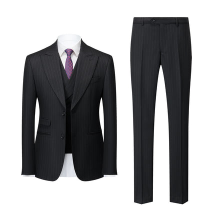 Men's Slim Fit Striped Casual  Men's 3-Piece Suit
